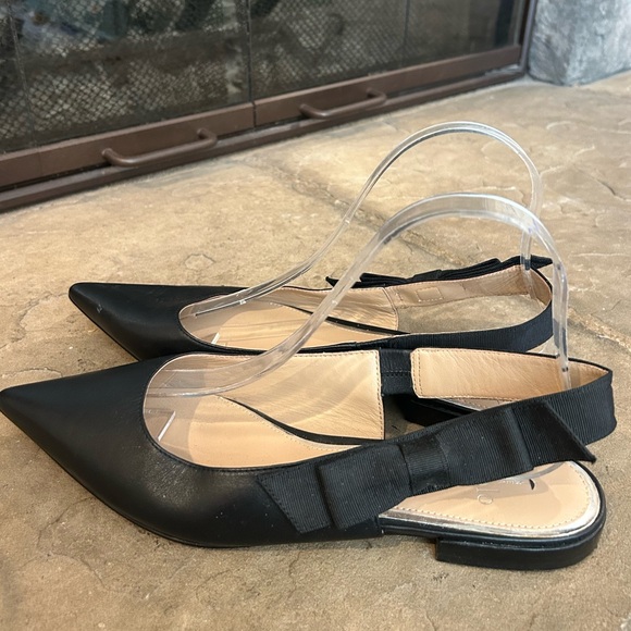 Paolo Elegant Black Leather Slingback Flats - Picture 3 of 9